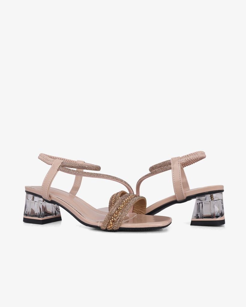 Sandal Cao Gót Hạnh Dung Đính Đá Nhiều Quai Chéo HD12282AM
