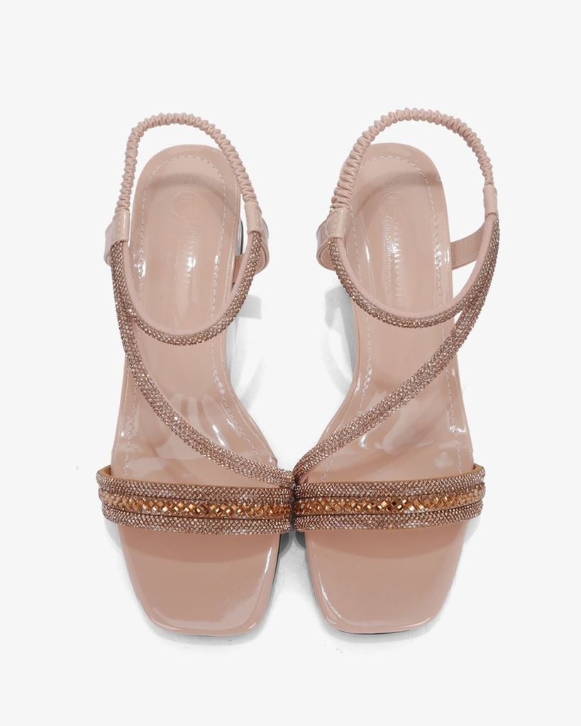 Sandal Cao Gót Hạnh Dung Đính Đá Nhiều Quai Chéo HD12282AM