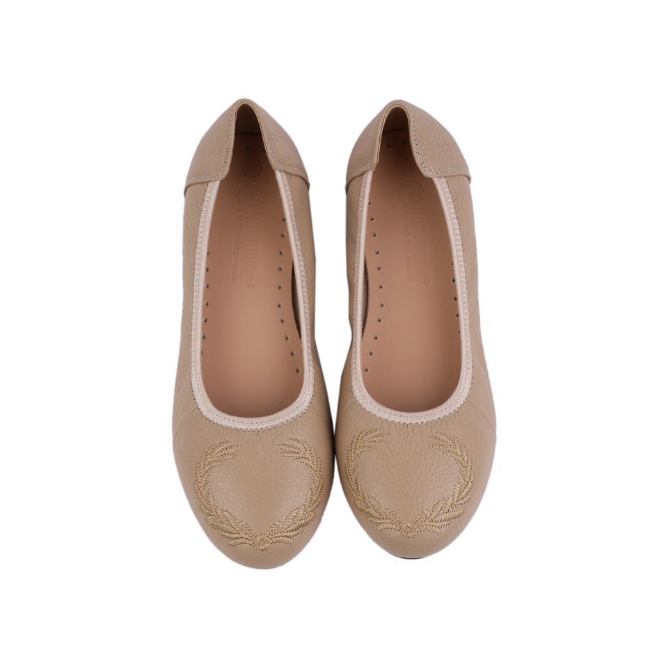 Giày Búp Bê Hạnh Dung Thêu Nguyệt Quế HD2221AX