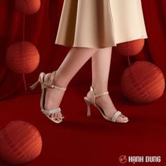 Sandal Cao Gót Hạnh Dung Dây Đính Đá HD27187BI