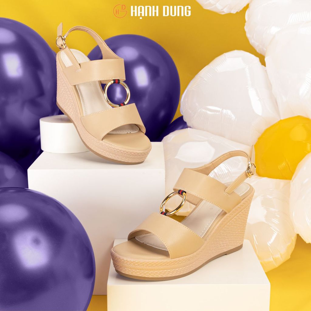 Sandal Xuồng Hạnh Dung Phối Phụ Kiện Tròn HD27208BI