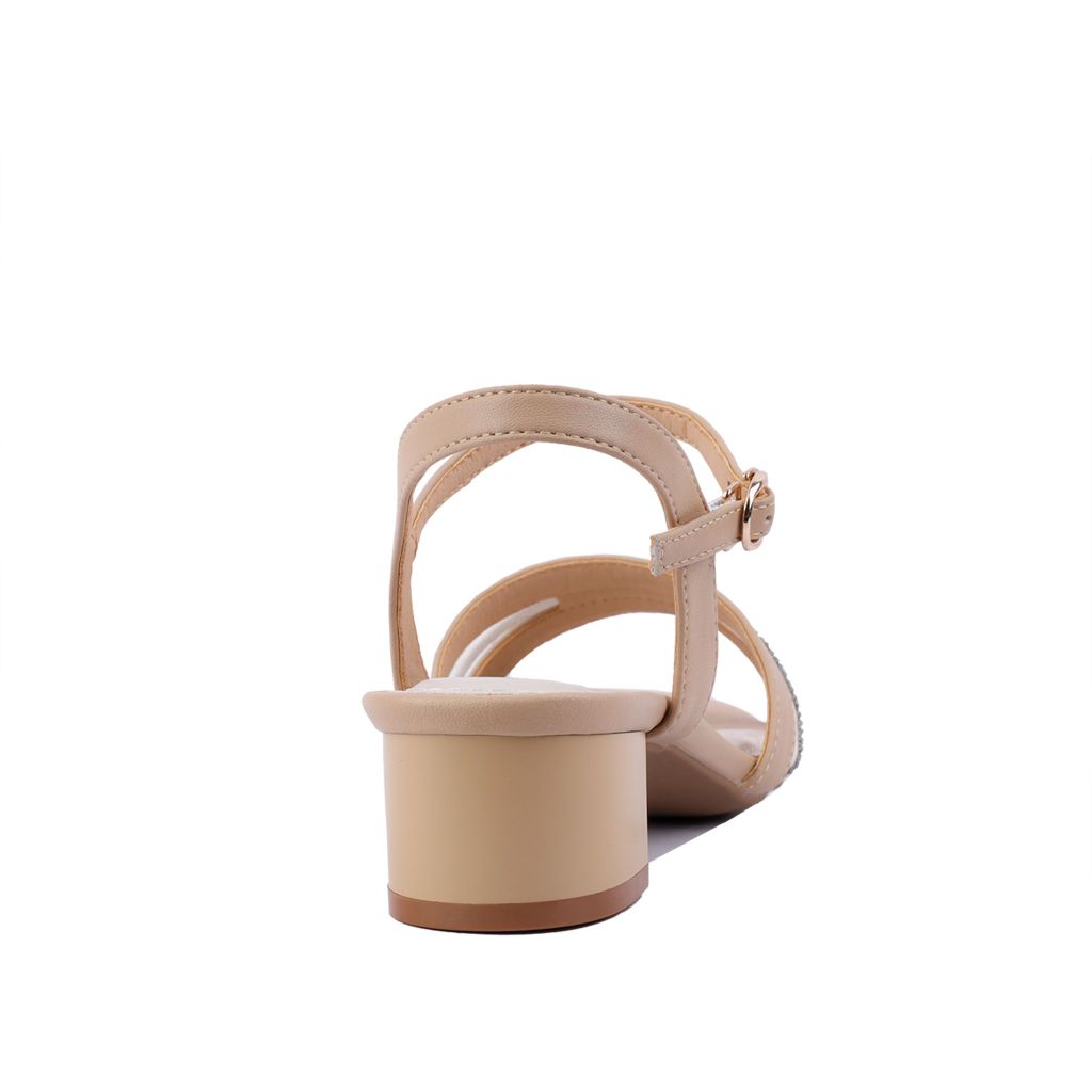Sandal Cao Gót Hạnh Dung Dây Ngang Phối Xoàn HD27217BI