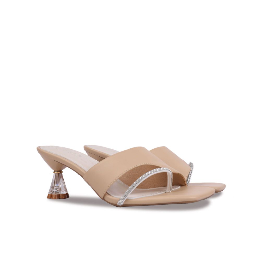 Dép Cao Gót Hạnh Dung Xỏ Ngón Cách Điệu HD27219BI