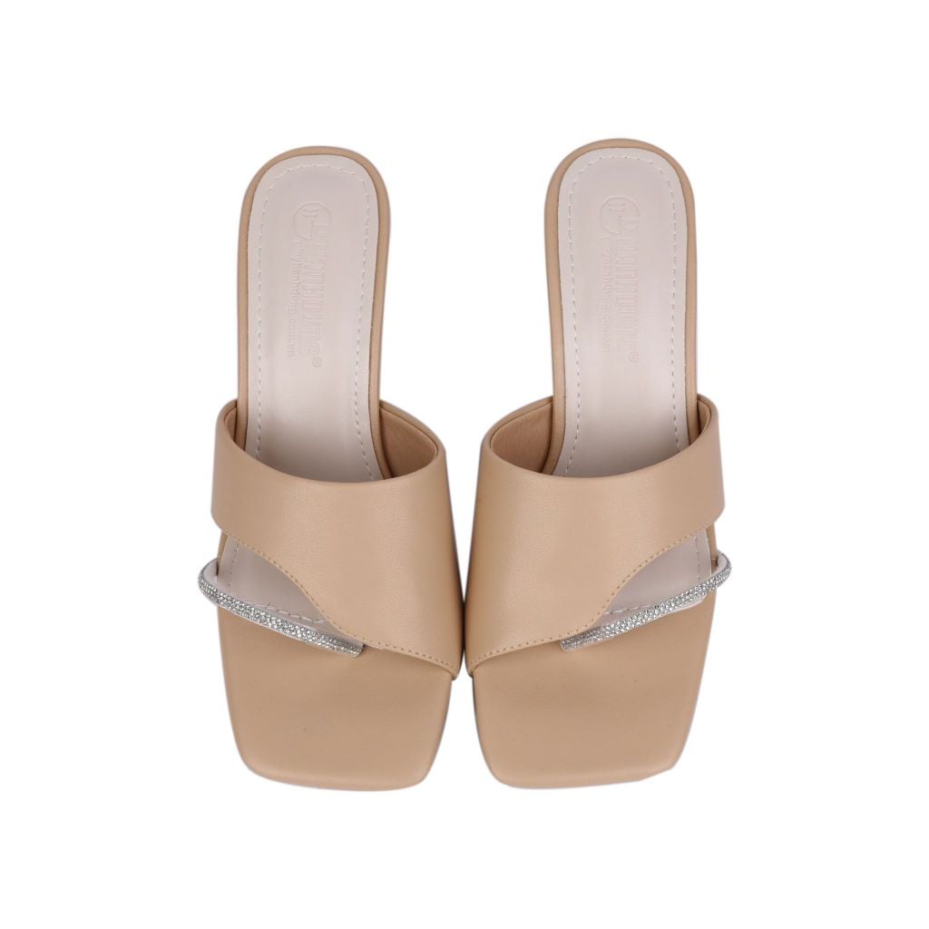 Dép Cao Gót Hạnh Dung Xỏ Ngón Cách Điệu HD27219BI