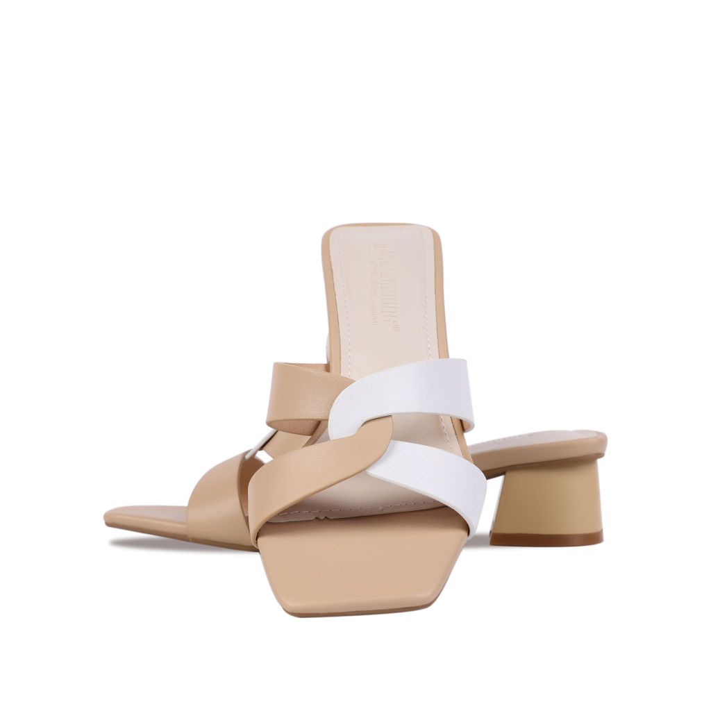 Dép Cao Gót Hạnh Dung Quai Đan Chéo Phối Màu HD27234BI