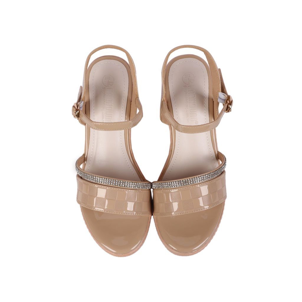 Sandal Xuồng Hạnh Dung Quai Đính Xoàn HD27236BI