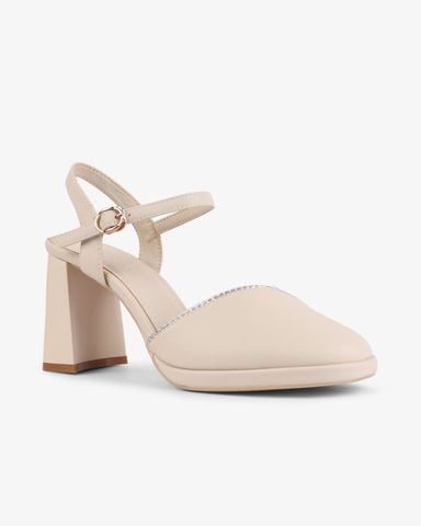 Sandal Cao Gót Hạnh Dung Gót Trụ Mũi Tròn Thanh Lịch HD27255BI