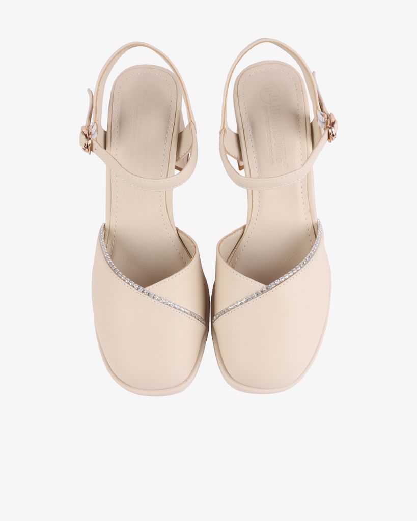 Sandal Cao Gót Hạnh Dung Gót Trụ Mũi Tròn Thanh Lịch HD27255BI