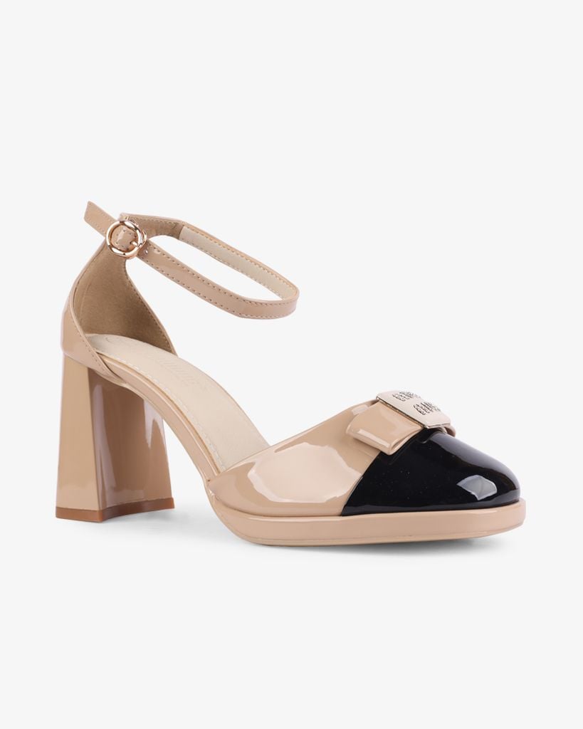 Sandal Cao Gót Hạnh Dung Bít Hậu Mũi Phối Bóng HD27256BI
