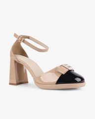 Sandal Cao Gót Hạnh Dung Bít Hậu Mũi Phối Bóng HD27256BI
