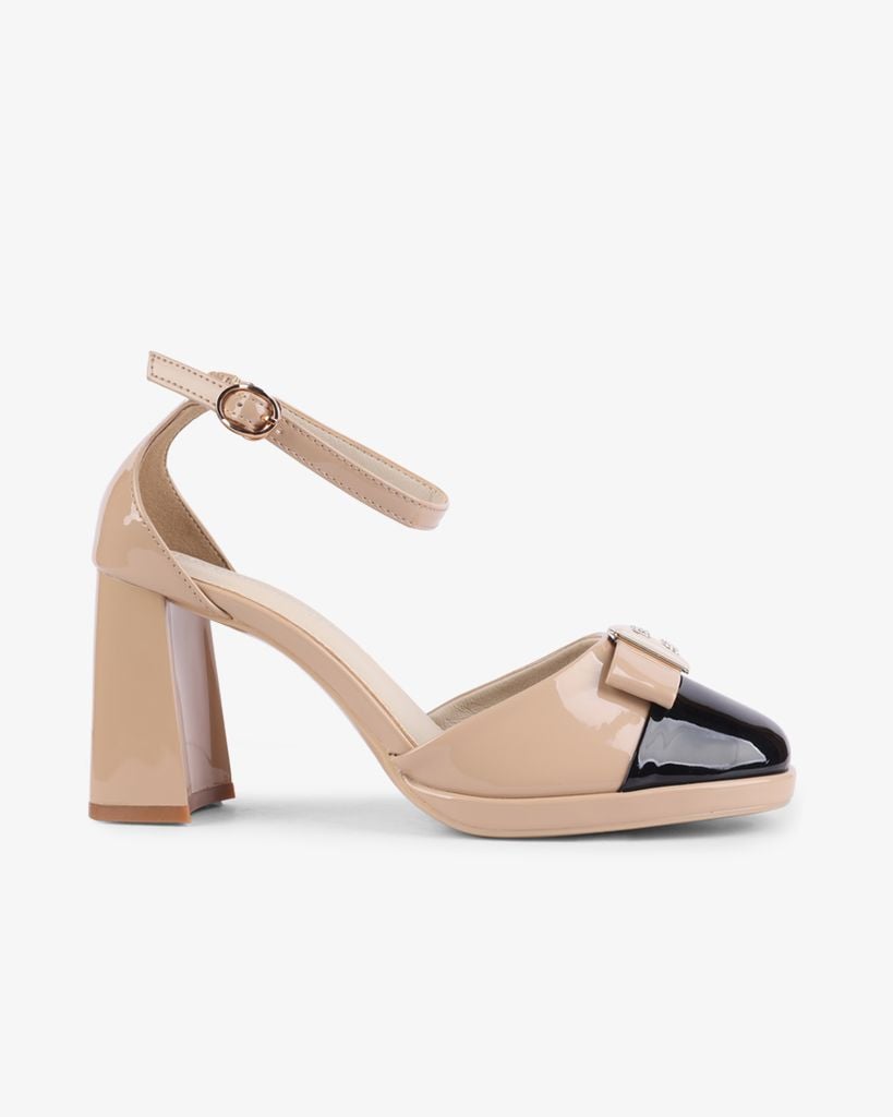 Sandal Cao Gót Hạnh Dung Bít Hậu Mũi Phối Bóng HD27256BI