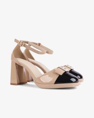 Sandal Cao Gót Hạnh Dung Bít Hậu Mũi Phối Bóng HD27256BI