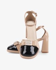 Sandal Cao Gót Hạnh Dung Bít Hậu Mũi Phối Bóng HD27256BI