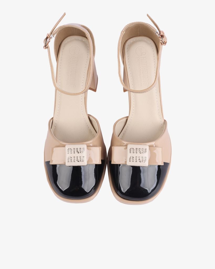 Sandal Cao Gót Hạnh Dung Bít Hậu Mũi Phối Bóng HD27256BI