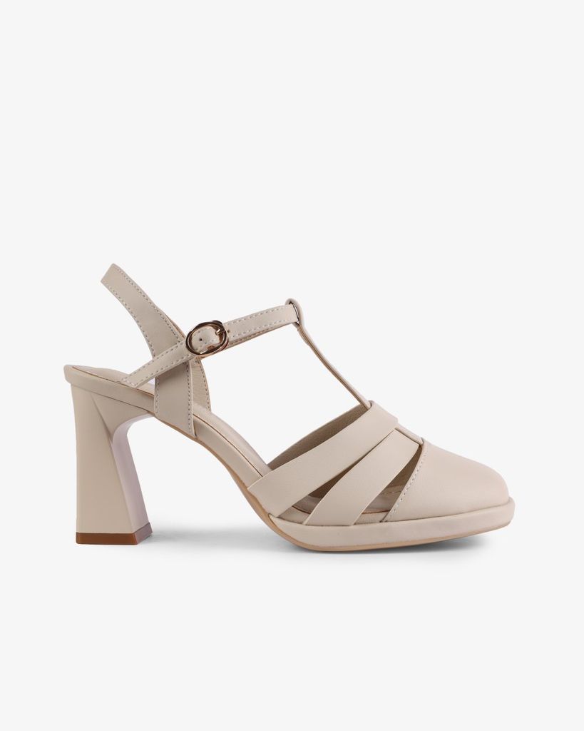 Sandal Cao Gót Hạnh Dung Quai T-Strap Mũi Tròn HD27262BI