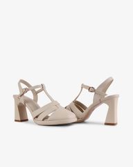 Sandal Cao Gót Hạnh Dung Quai T-Strap Mũi Tròn HD27262BI