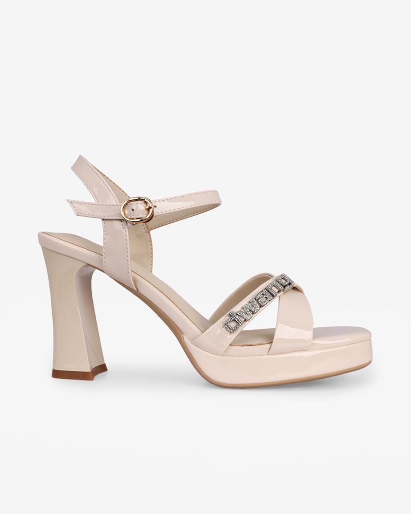 Sandal Cao Gót Hạnh Dung Quai Chéo Khóa HD27284BI