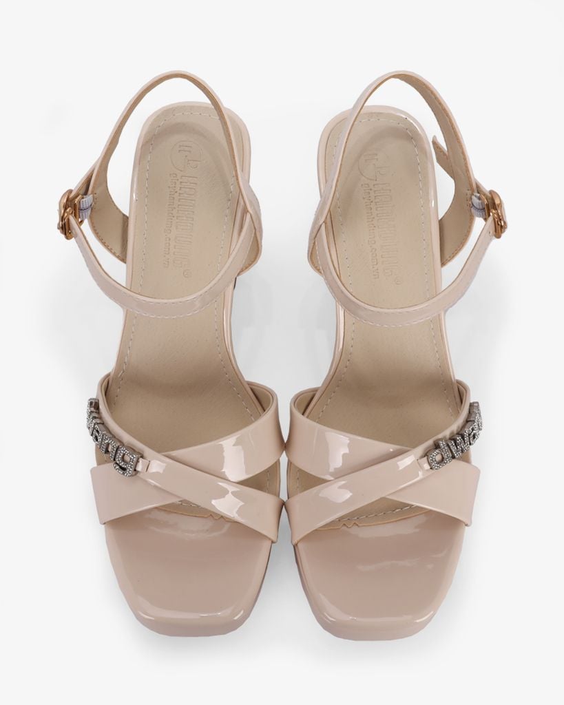 Sandal Cao Gót Hạnh Dung Quai Chéo Khóa HD27284BI