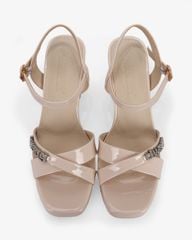 Sandal Cao Gót Hạnh Dung Quai Chéo Khóa HD27284BI