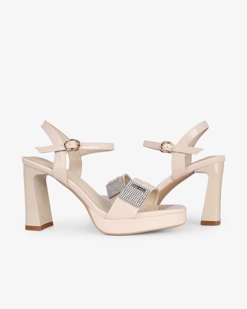 Sandal Cao Gót Hạnh Dung Quai Ngang Khóa Xoàn HD27286BI