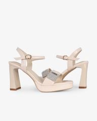 Sandal Cao Gót Hạnh Dung Quai Ngang Khóa Xoàn HD27286BI