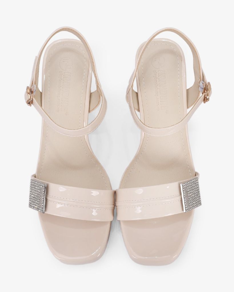 Sandal Cao Gót Hạnh Dung Quai Ngang Khóa Xoàn HD27286BI