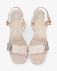 Sandal Cao Gót Hạnh Dung Quai Ngang Khóa Xoàn HD27286BI