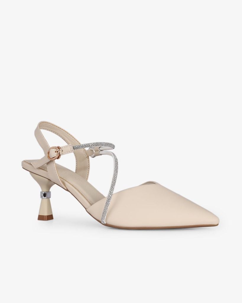 Sandal Cao Gót Hạnh Dung Bít Mũi Dây Xoàn HD27289BI