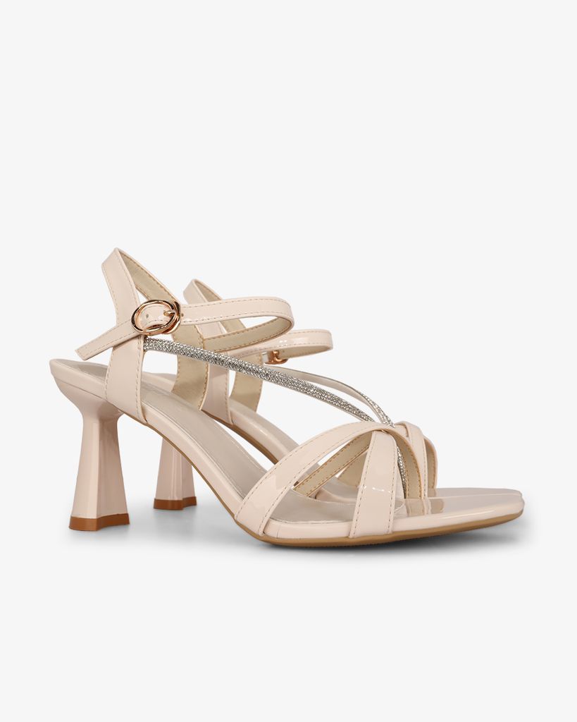 Sandal Cao Gót Hạnh Dung Quai Mảnh Đính Xoàn HD27303BI