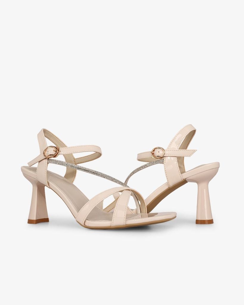 Sandal Cao Gót Hạnh Dung Quai Mảnh Đính Xoàn HD27303BI