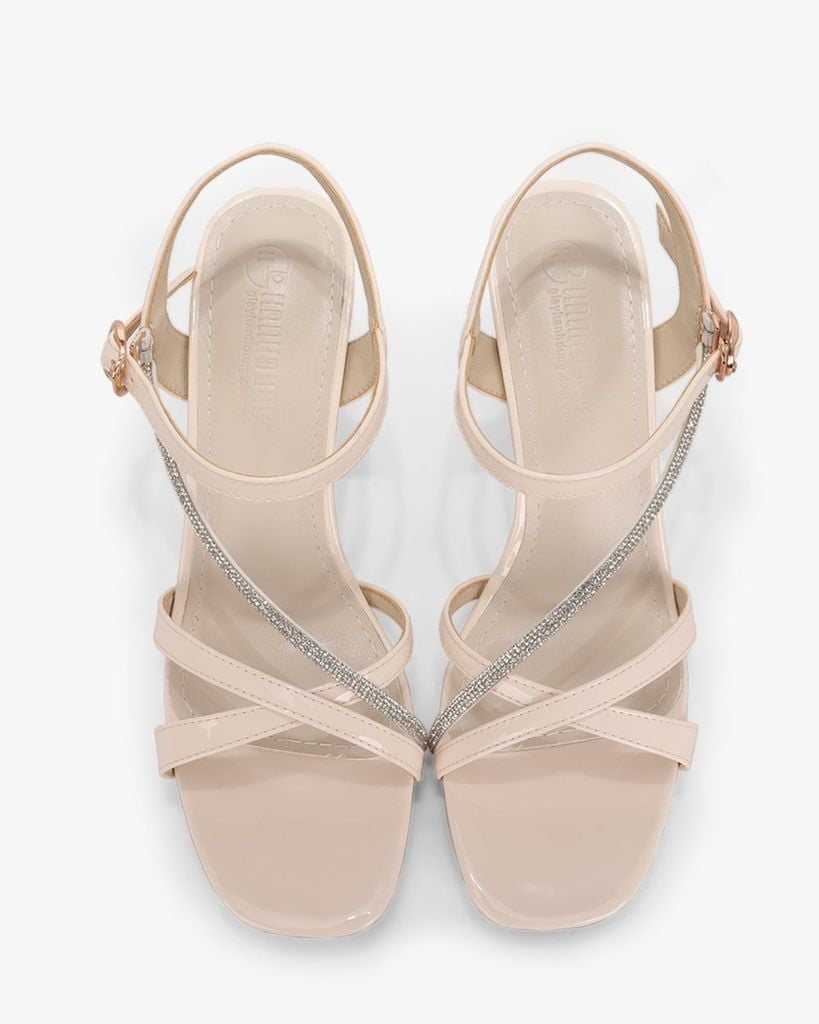 Sandal Cao Gót Hạnh Dung Quai Mảnh Đính Xoàn HD27303BI