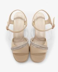 Sandal Cao Gót Hạnh Dung Bản Ngang Dây Xoàn HD27308BI