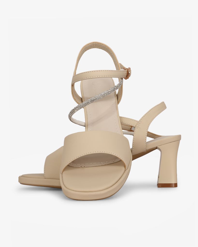 Sandal Cao Gót Hạnh Dung Quai Ngang Dây Xoàn Mảnh HD27309BI