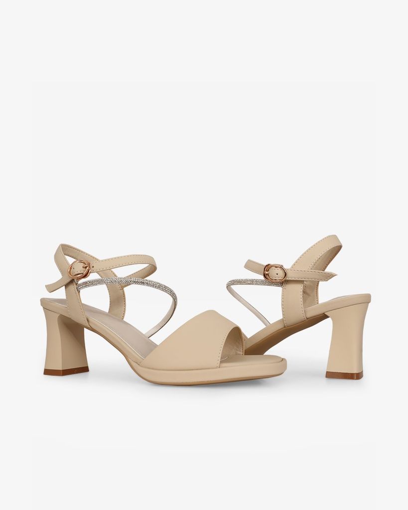 Sandal Cao Gót Hạnh Dung Quai Ngang Dây Xoàn Mảnh HD27309BI