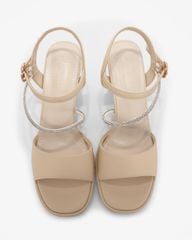 Sandal Cao Gót Hạnh Dung Quai Ngang Dây Xoàn Mảnh HD27309BI