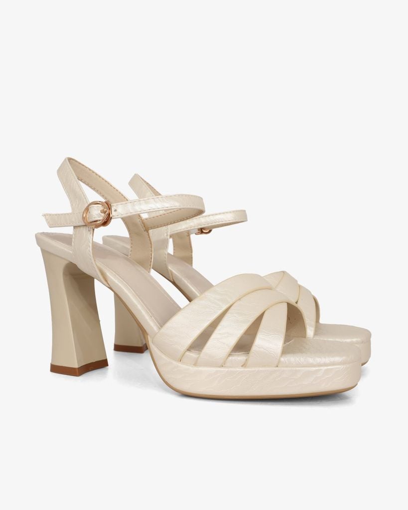 Sandal Cao Gót Hạnh Dung Quai Bản Chéo HD27319BI