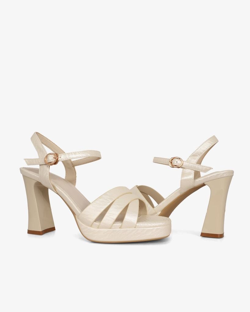 Sandal Cao Gót Hạnh Dung Quai Bản Chéo HD27319BI