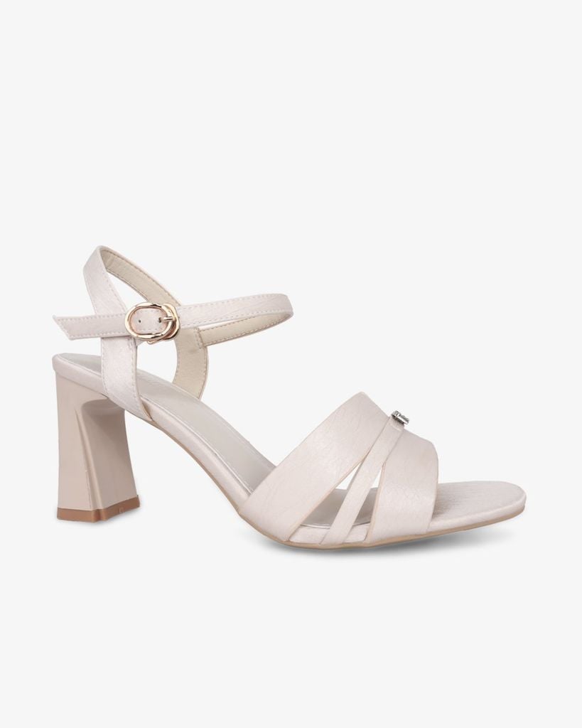 Sandal Cao Gót Hạnh Dung Bản Khoét Khóa Chữ HD27321BI