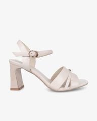 Sandal Cao Gót Hạnh Dung Bản Khoét Khóa Chữ HD27321BI