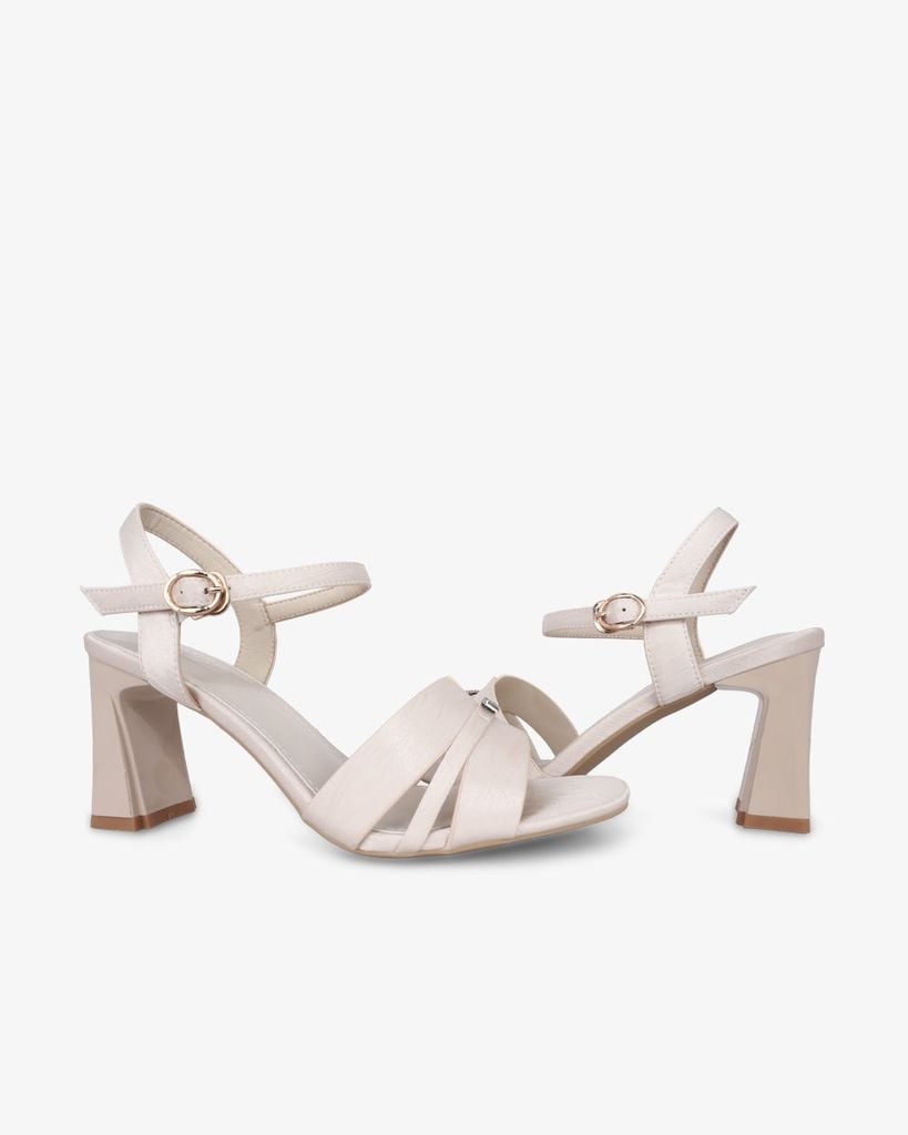 Sandal Cao Gót Hạnh Dung Bản Khoét Khóa Chữ HD27321BI