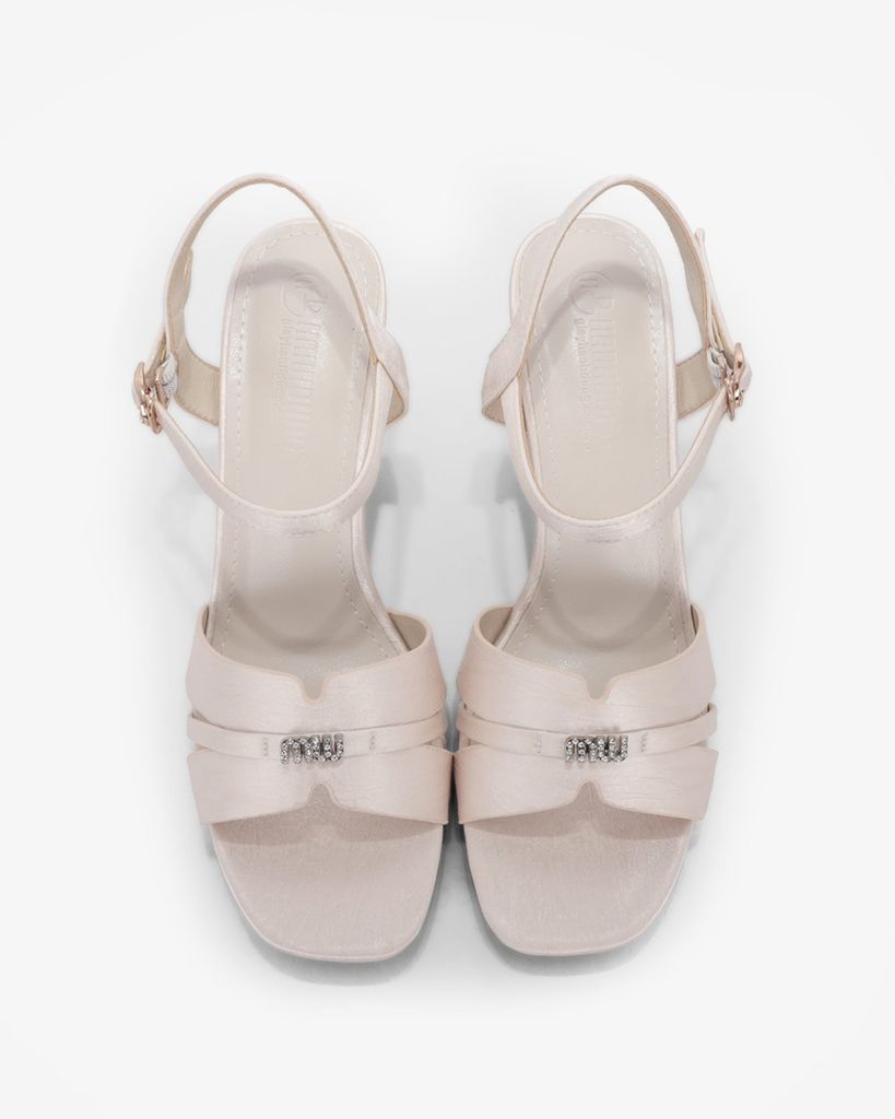 Sandal Cao Gót Hạnh Dung Bản Khoét Khóa Chữ HD27321BI