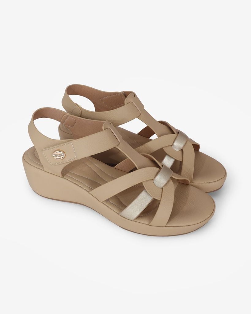 Sandal Đế Xuồng Hạnh Dung Quai Đan Phối Màu Ánh Kim Sang Trọng HD29190AY