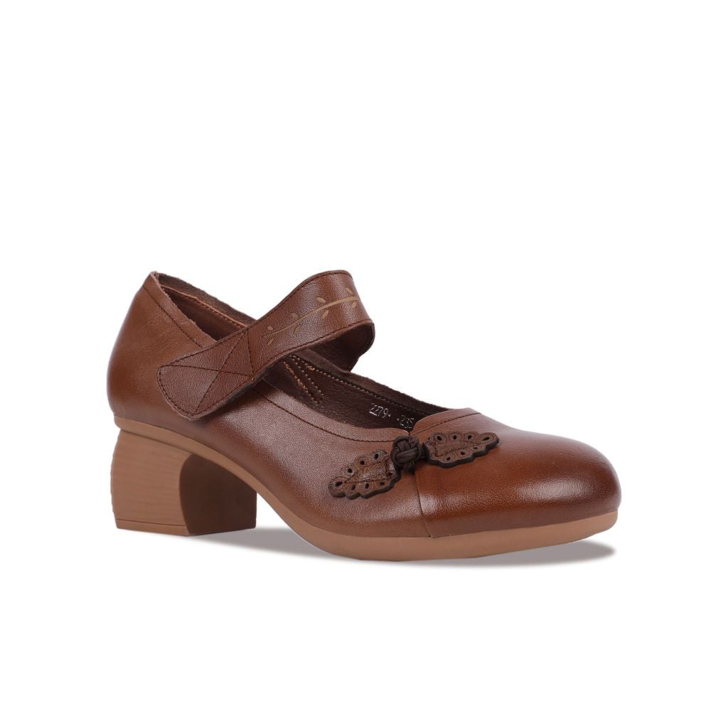 Giày Cao Gót Albee Đế Vuông Da Mềm HD0230TQ