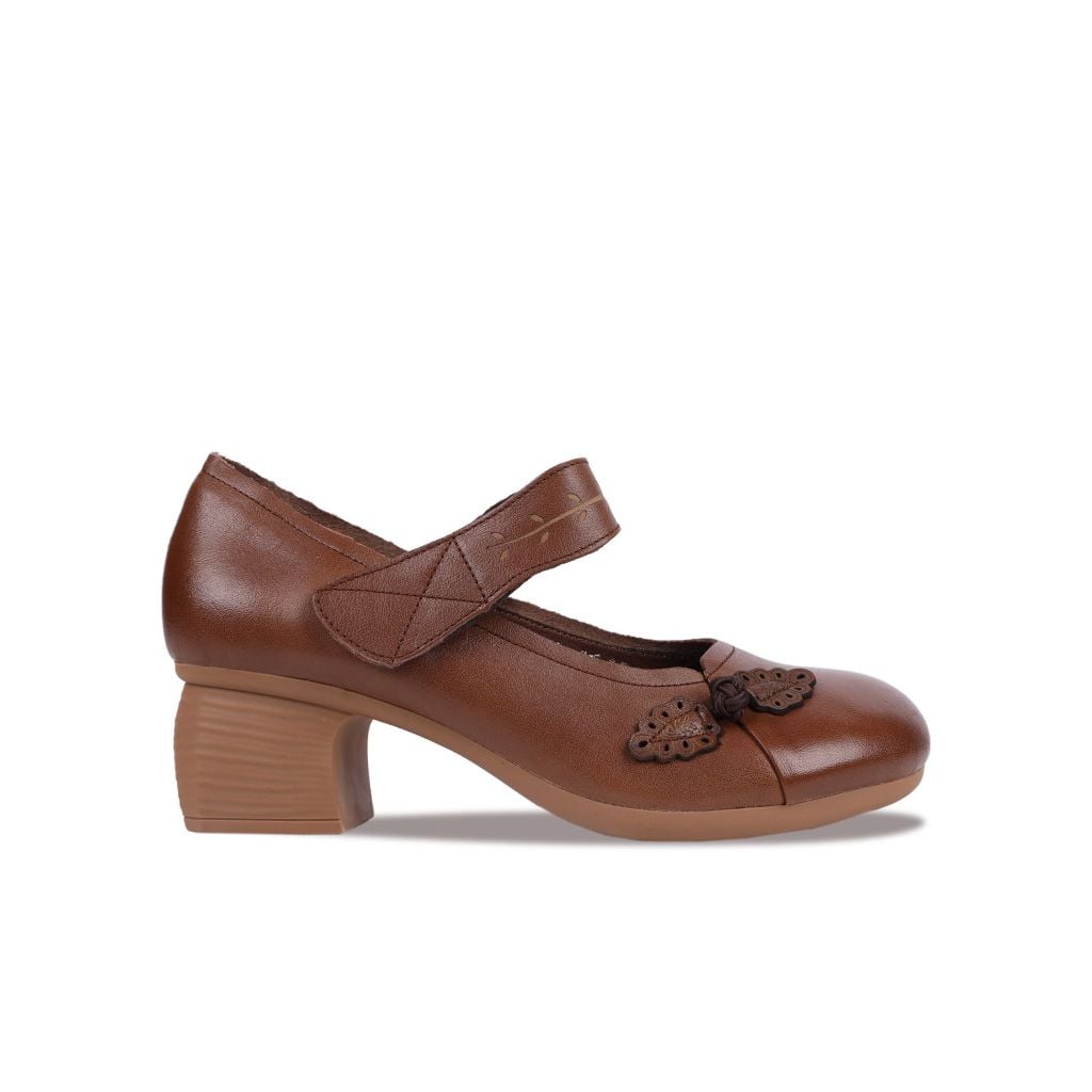 Giày Cao Gót Albee Đế Vuông Da Mềm HD0230TQ