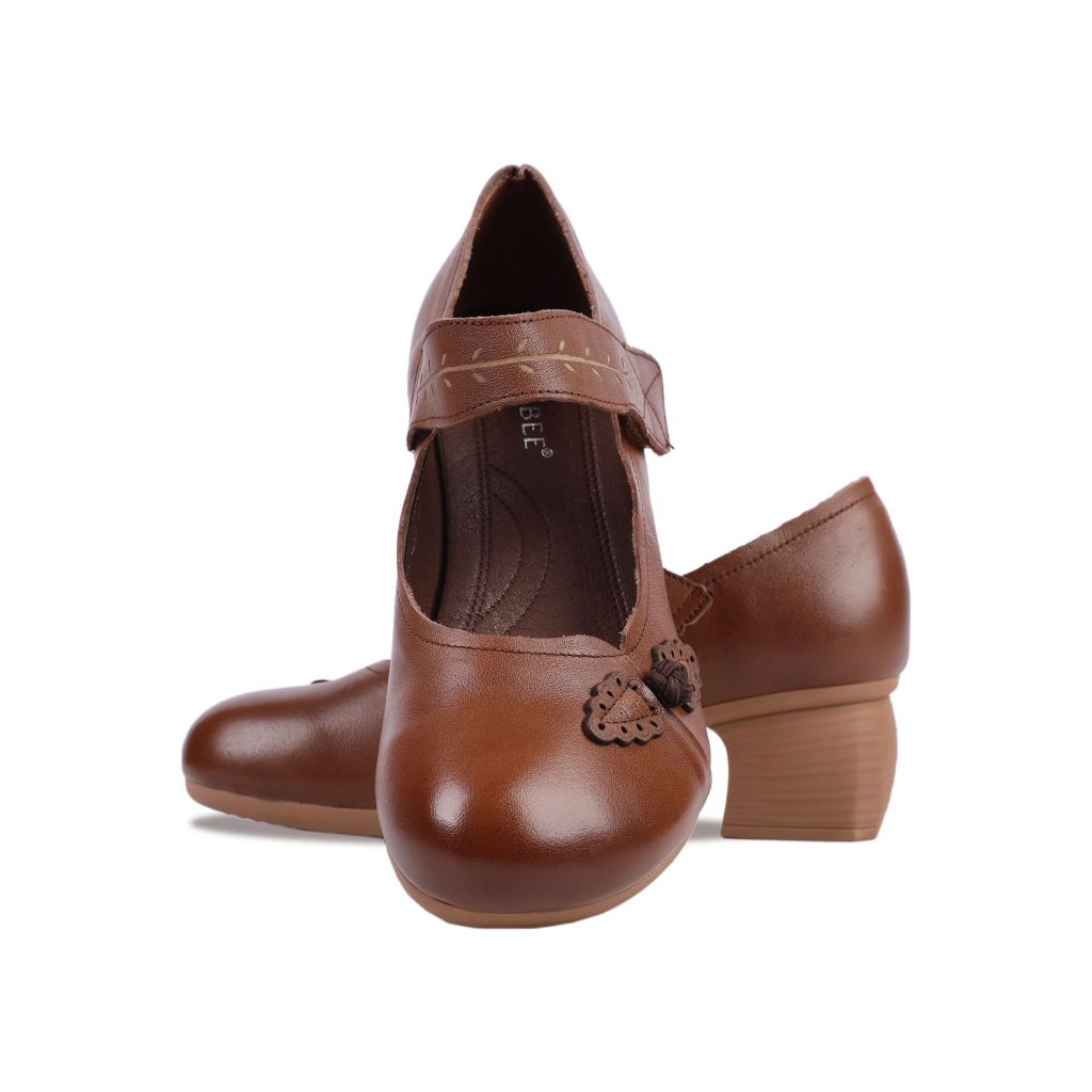 Giày Cao Gót Albee Đế Vuông Da Mềm HD0230TQ