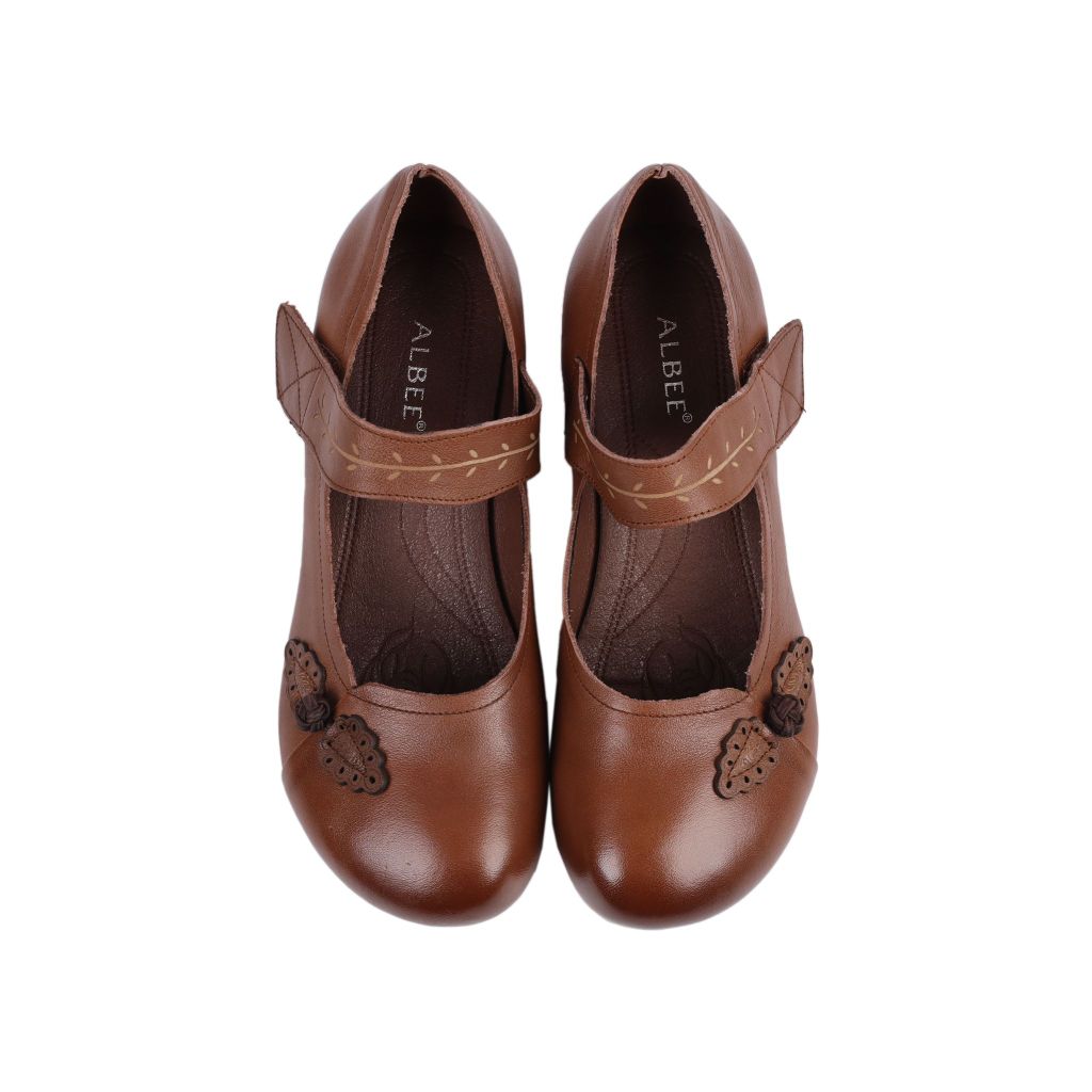 Giày Cao Gót Albee Đế Vuông Da Mềm HD0230TQ