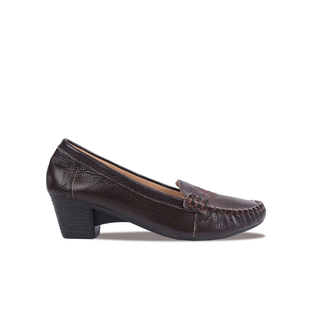 Giày Cao Gót Hạnh Dung Họa Tiết Thêu Lá HD04914AD