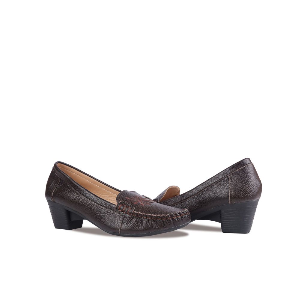 Giày Cao Gót Hạnh Dung Họa Tiết Thêu Lá HD04914AD