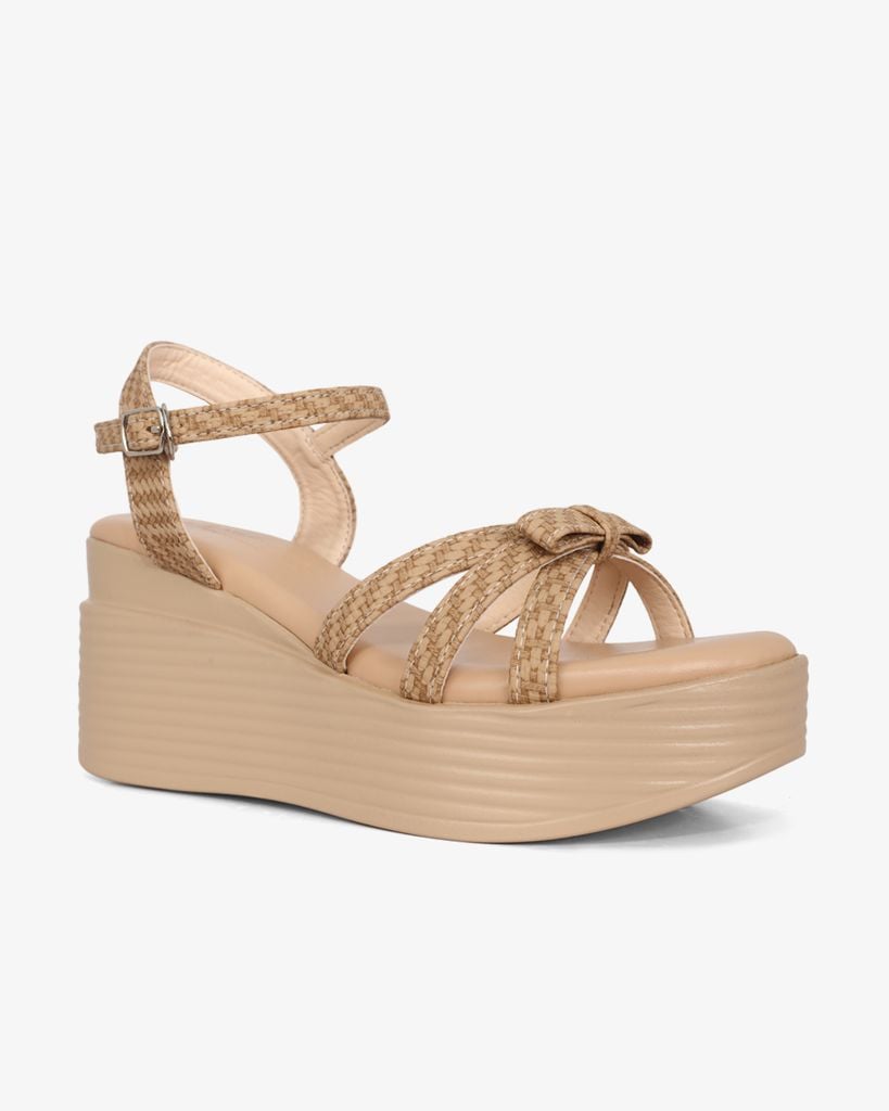 Sandal Đế Xuồng Hạnh Dung Quai Nơ Họa Tiết Vân HD1166AV