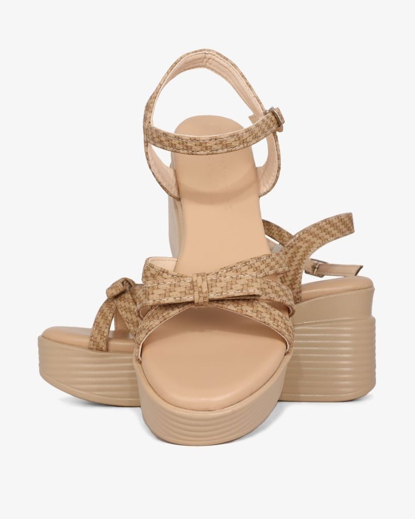 Sandal Đế Xuồng Hạnh Dung Quai Nơ Họa Tiết Vân HD1166AV